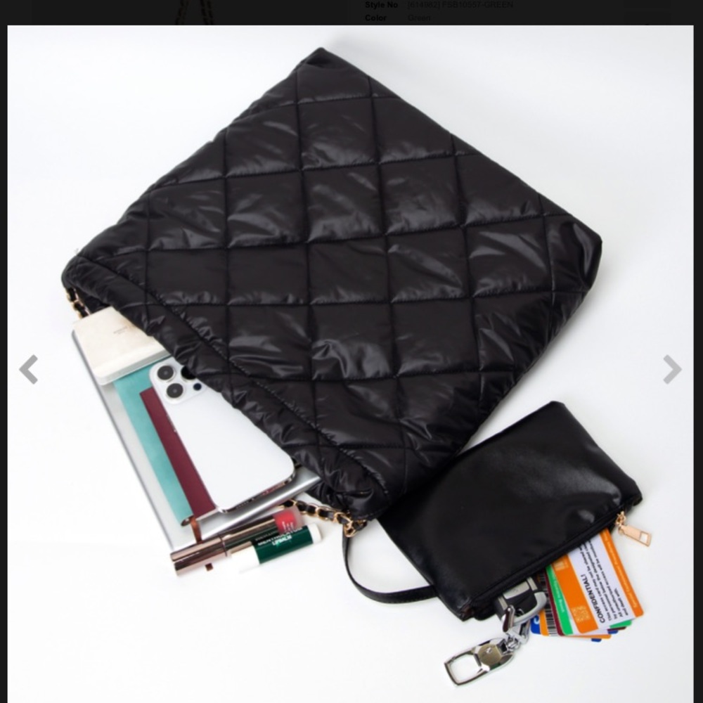 Green Quilted Chain Shoulder Bag NEW! - Picture 3 of 3
